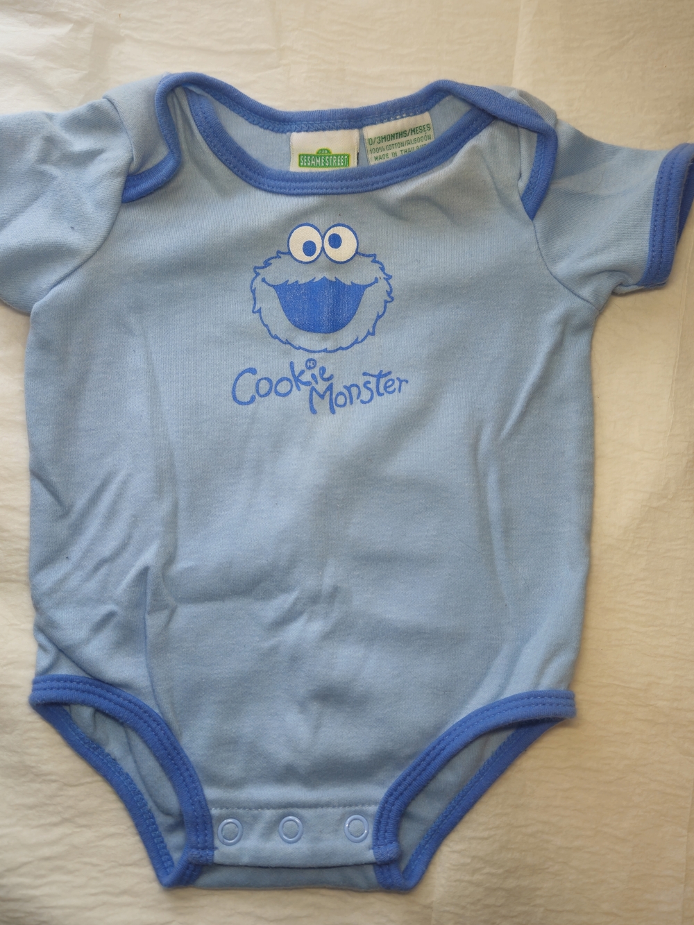 Sesame Street Cookie Monster Light Blue Baby Bodysuit
